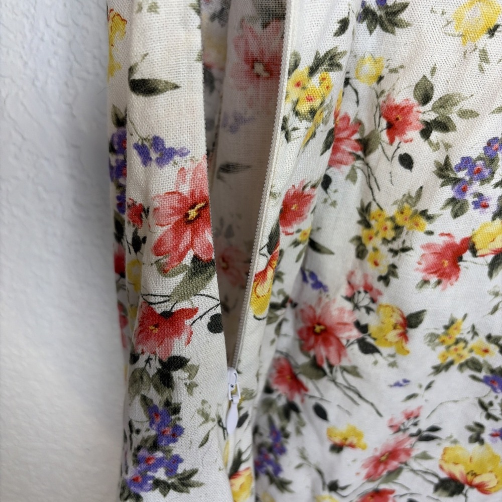 Vintage Chadwick's Linen Blend Floral Old Money Vacay Resort Dress Size Med - Picture 4 of 7
